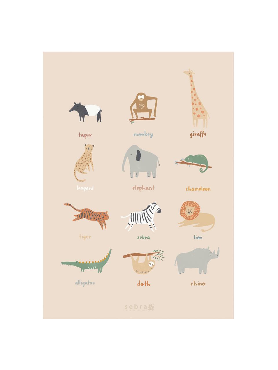 Poster Wildlife, Kunstdruckpapier, 250g/m², Mehrfarbig, B 50 x H 70 cm