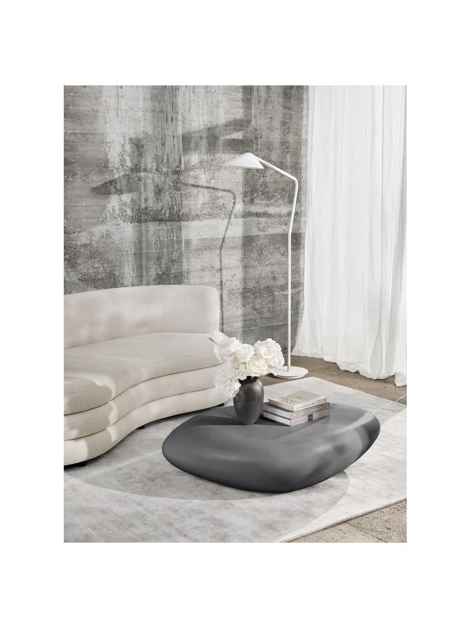 Ovale salontafel Pietra in steenvorm, Glasvezel, krasvast gelakt, Grijs, B 116 x H 28 cm