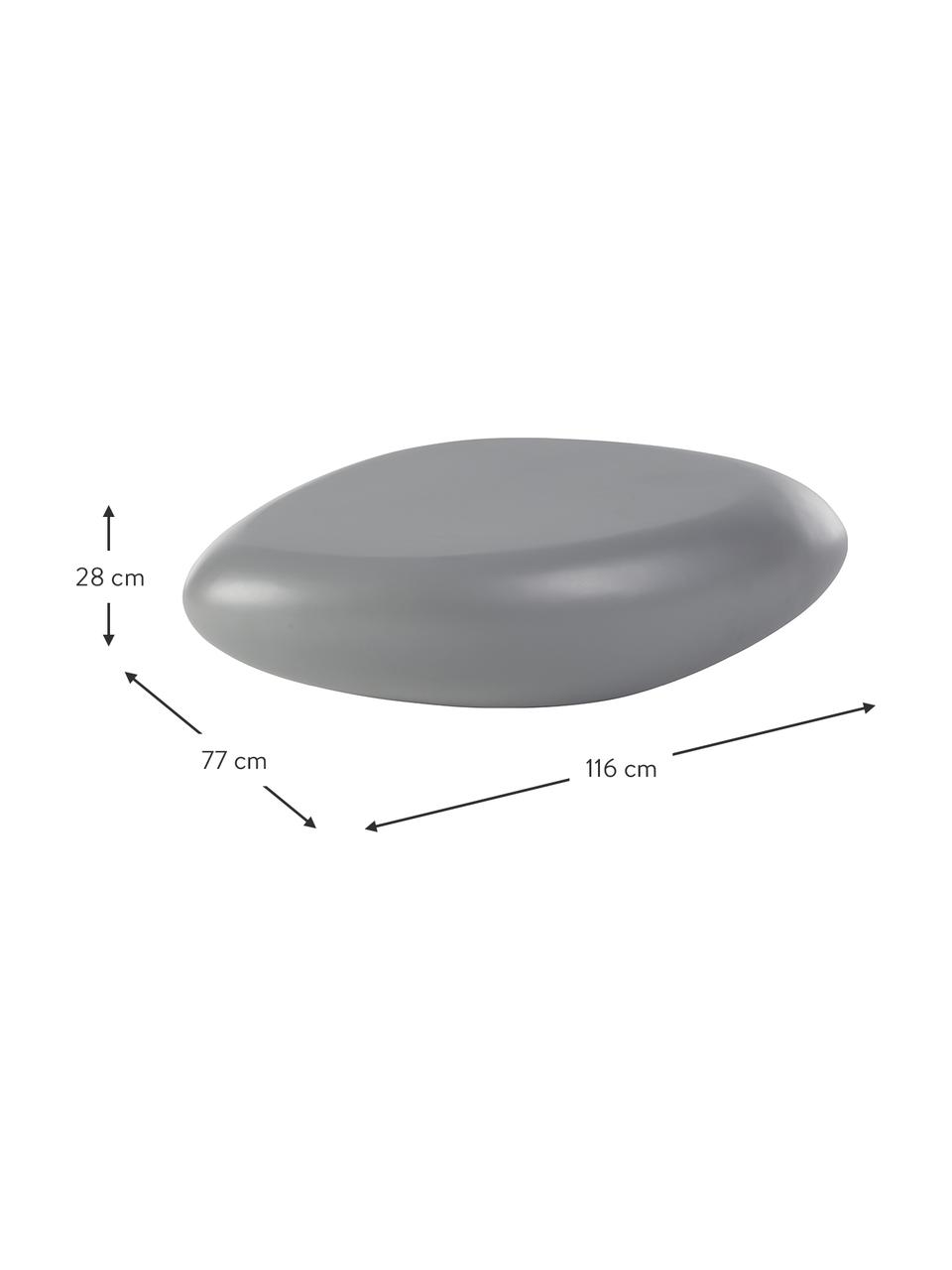 Tavolino da salotto ovale a forma di pietra Pietra, Plastica in fibra di vetro laccata, antigraffio, Grigio, Larg. 116 x Alt. 28 cm