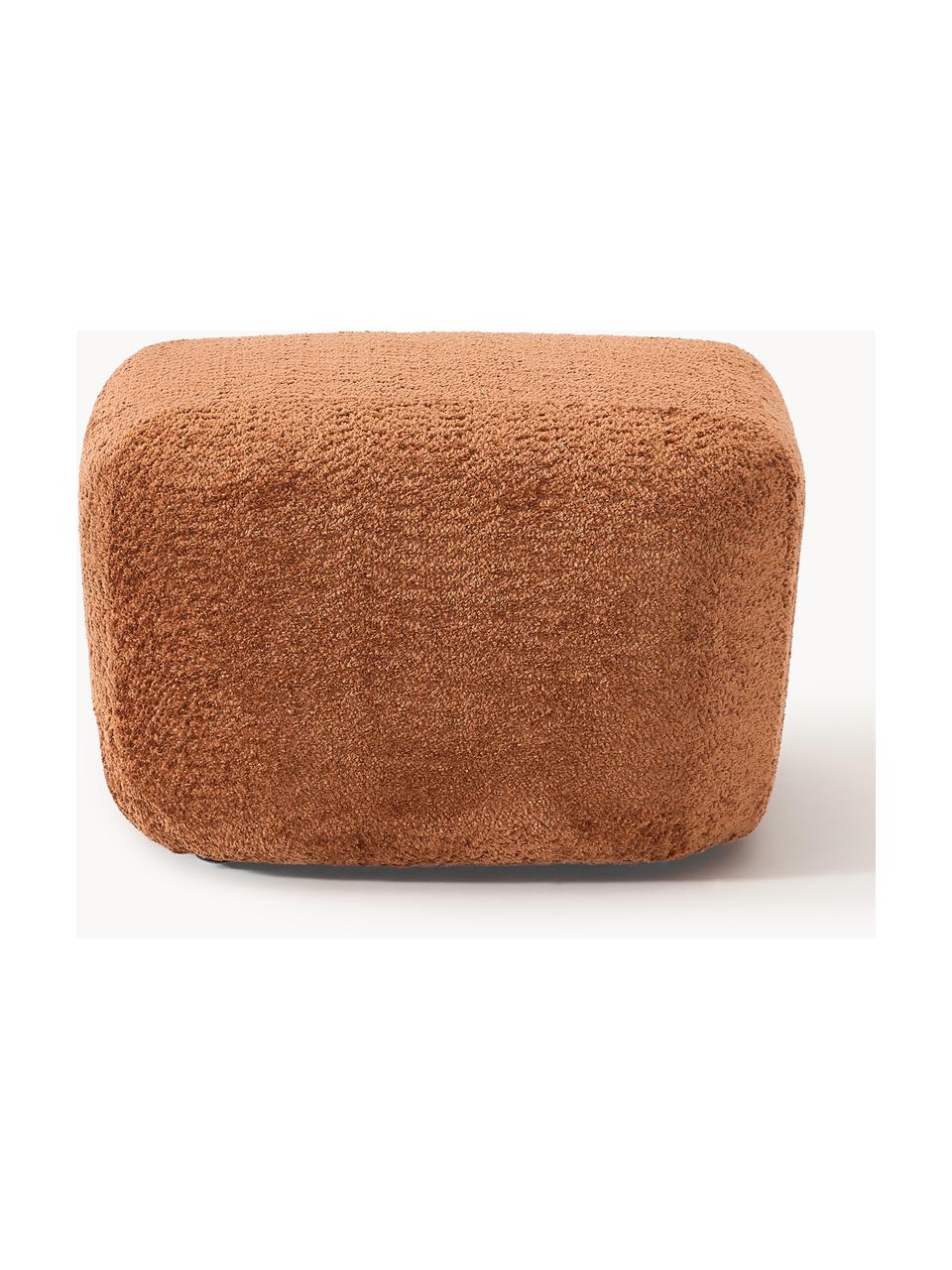 Pouf en peluche-bouclette Wolke, Peluche-bouclette terracotta, larg. 64 x haut. 41 cm