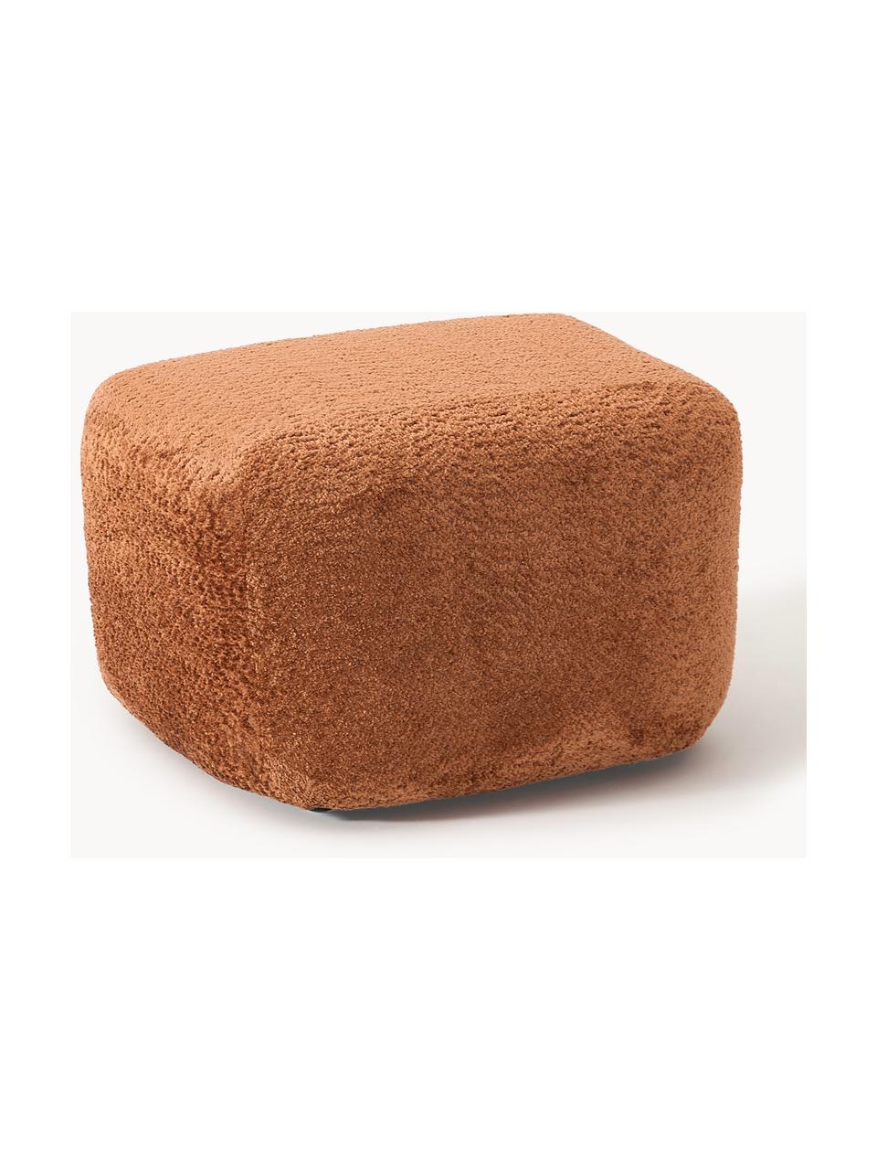 Poggiapiedi da divano in teddy-bouclé Wolke, Rivestimento: teddy bouclé (100% polies, Piedini: plastica Questo prodotto , Teddy-bouclé terracotta, Larg. 64 x Alt. 41 cm