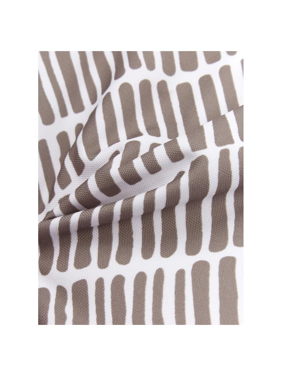 Cuscino da esterno con imbottitura Little Stripe, 100% poliestere, Bianco, taupe, Larg. 47 x Lung. 47 cm