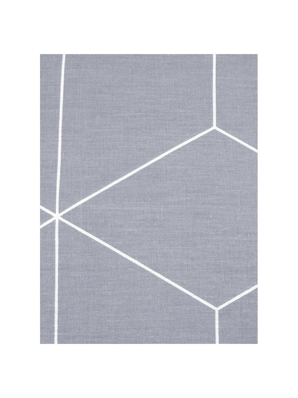 Housse de couette en coton Lynn, Gris, blanc crème, larg. 200 x long. 200 cm