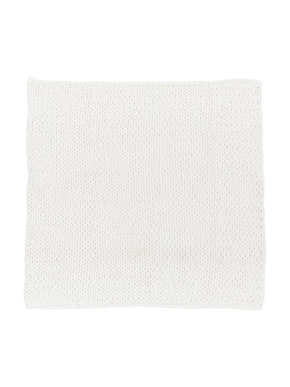 Plaid a maglia Adyna, 100% acrilico, Bianco, 150 x 200 cm