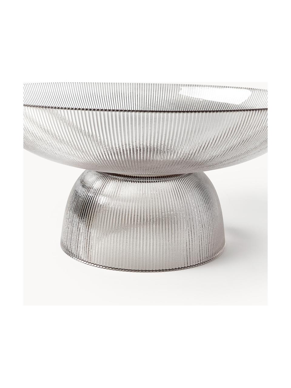 Glas-Schale Lija mit geriffelter Oberfläche, Glas, Grau, Ø 35 x H 16 cm