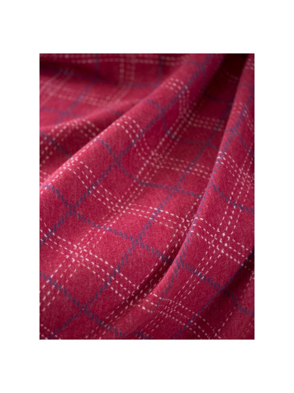 Plaid a quadri Karol, Rivestimento: 85% cotone, 8% viscosa, 7, Rosso, bianco, grigio scuro, Larg. 140 x Lung. 200 cm