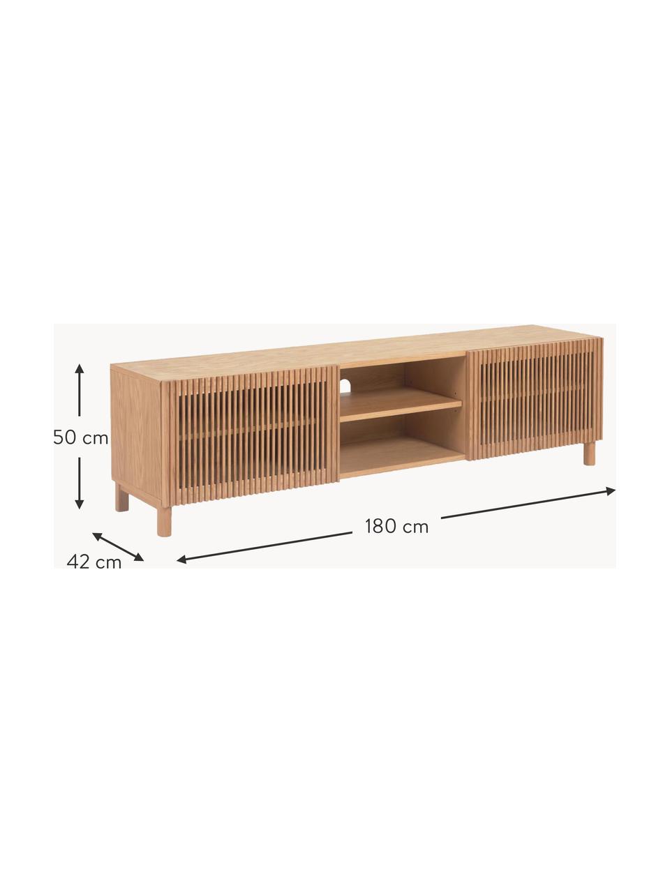 Lowboard Beyla aus Eichenholz, Korpus: Eichenholzfurnier, Eichenholz, B 180 x H 50 cm