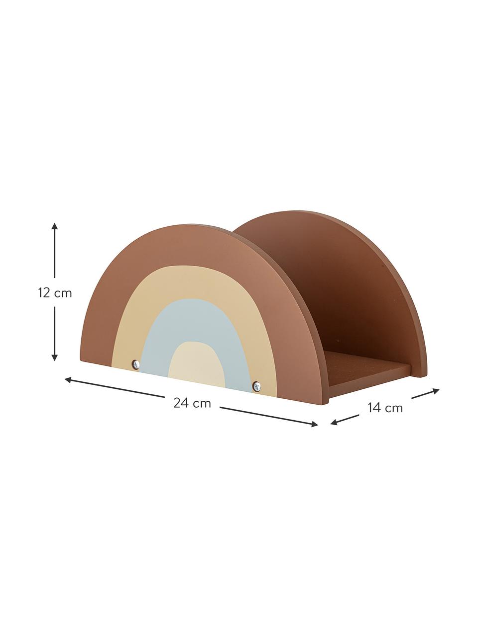 Bücher-Regal Dave, Mitteldichte Holzfaserplatte (MDF), Braun, Gellb, Blau, B 24 x H 12 cm