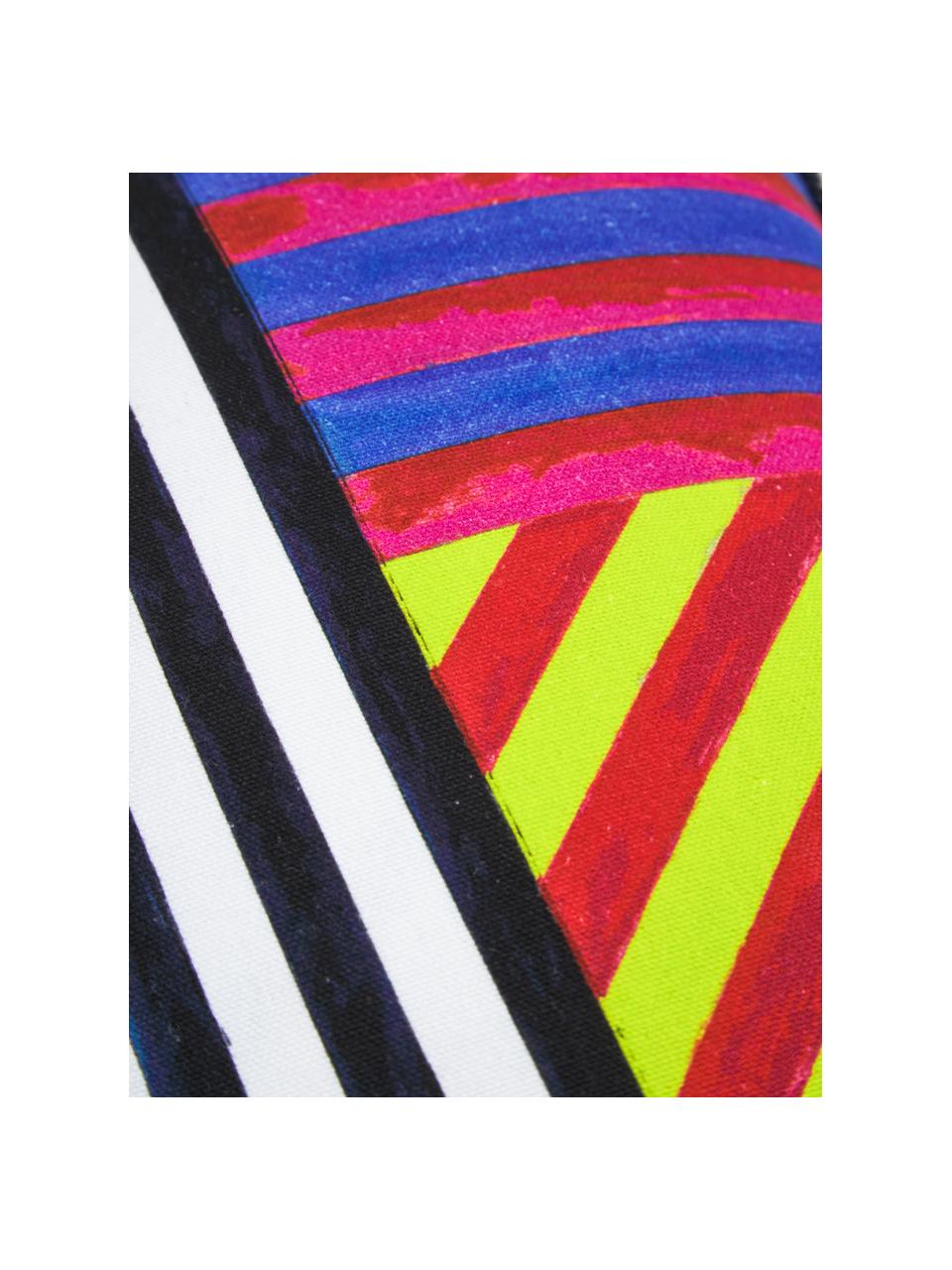 Federa arredo di design stampata con frange Lexy, Multicolore, Larg. 40 x Lung. 60 cm