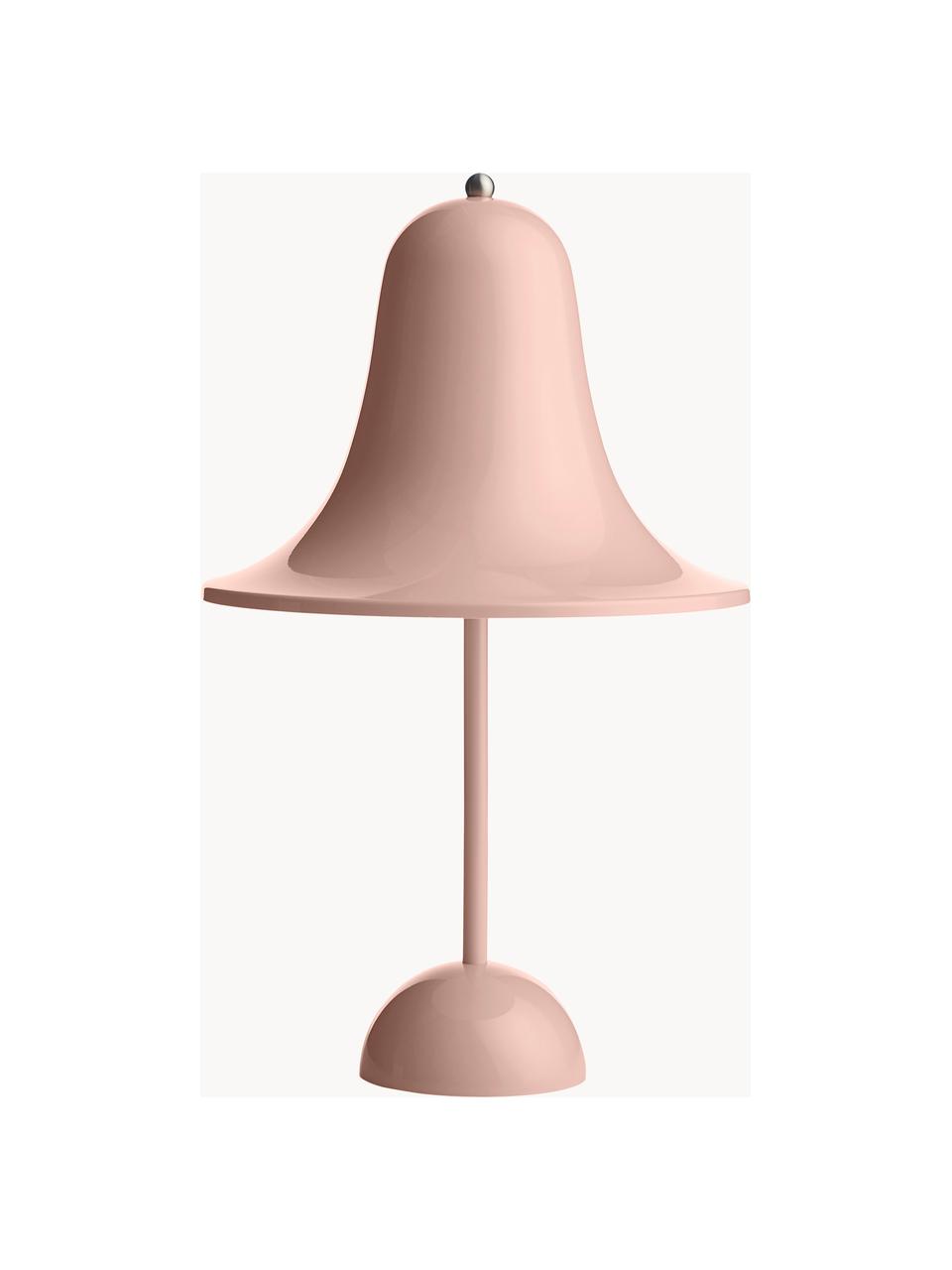 Malá přenosná stolní LED lampa Pantop, design Verner Panton, Umělá hmota, Starorůžová, lesklá, Ø 18 cm, V 30 cm