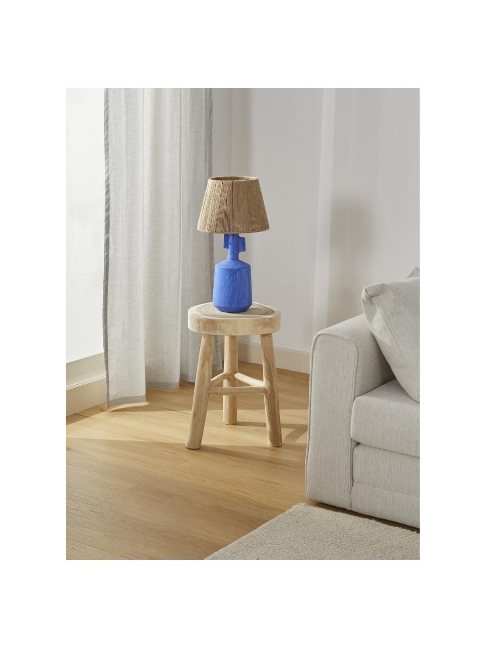 Keramik-Tischlampe Alicia, Lampenschirm: Leinenfäden, Braun, Blau, Ø 26 x H 49 cm