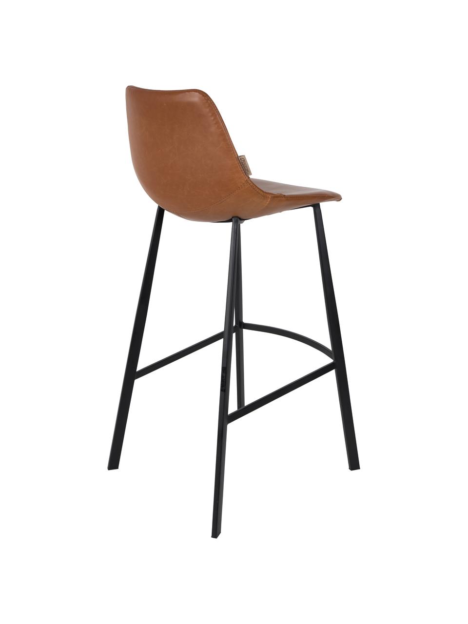 Barová židle z umělé kůže Franky, Nohy: černá Potah: hnědá, Š 50 cm, V 106 cm