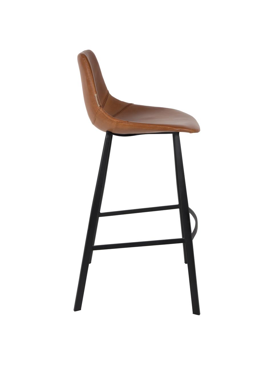 Chaise de bar en cuir synthétique Franky, Cuir synthétique brun, larg. 50 x haut. 106 cm