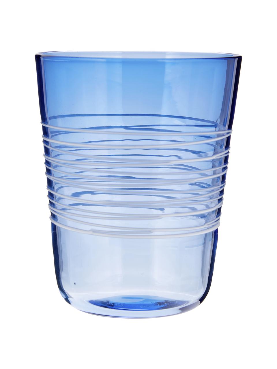 Verre à eau soufflé bouche Melting Pot Sea, 6 élém., Verre, Tons bleus, transparent, Ø 7-9 x haut. 9-11 cm, 250-440 ml