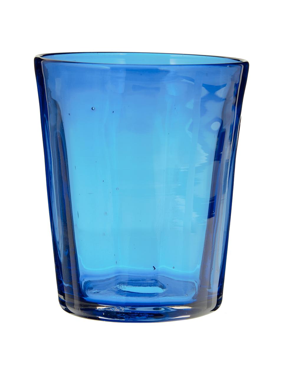 Mundgeblasene Wassergläser Melting Pot Sea in Blautönen, 6er-Set, Glas, Blautöne, Transparent, Ø 7-9 x H 9-11 cm, 250-440 ml