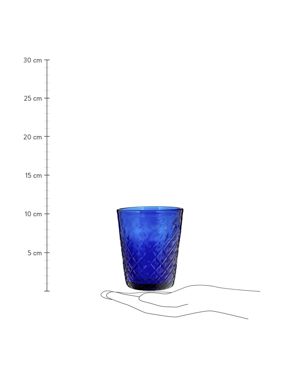 Mundgeblasene Wassergläser Melting Pot Sea in Blautönen, 6er-Set, Glas, Blautöne, Transparent, Ø 7-9 x H 9-11 cm, 250-440 ml