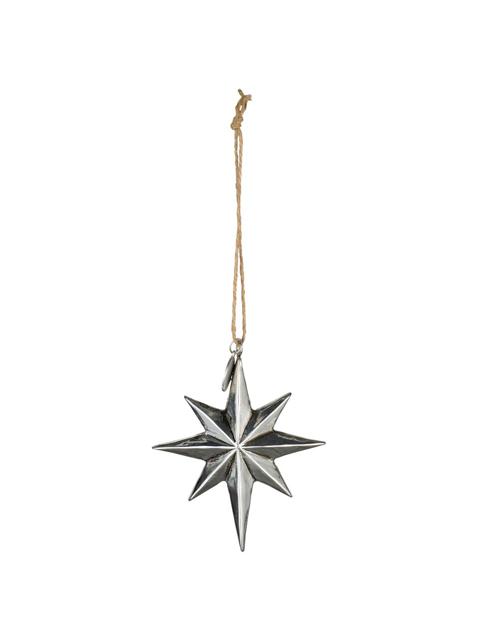 Handgemaakte kerstboomhangers Serafina Star H 8 cm, 2 stuks, Zilverkleurig, B 7 x H 8 cm