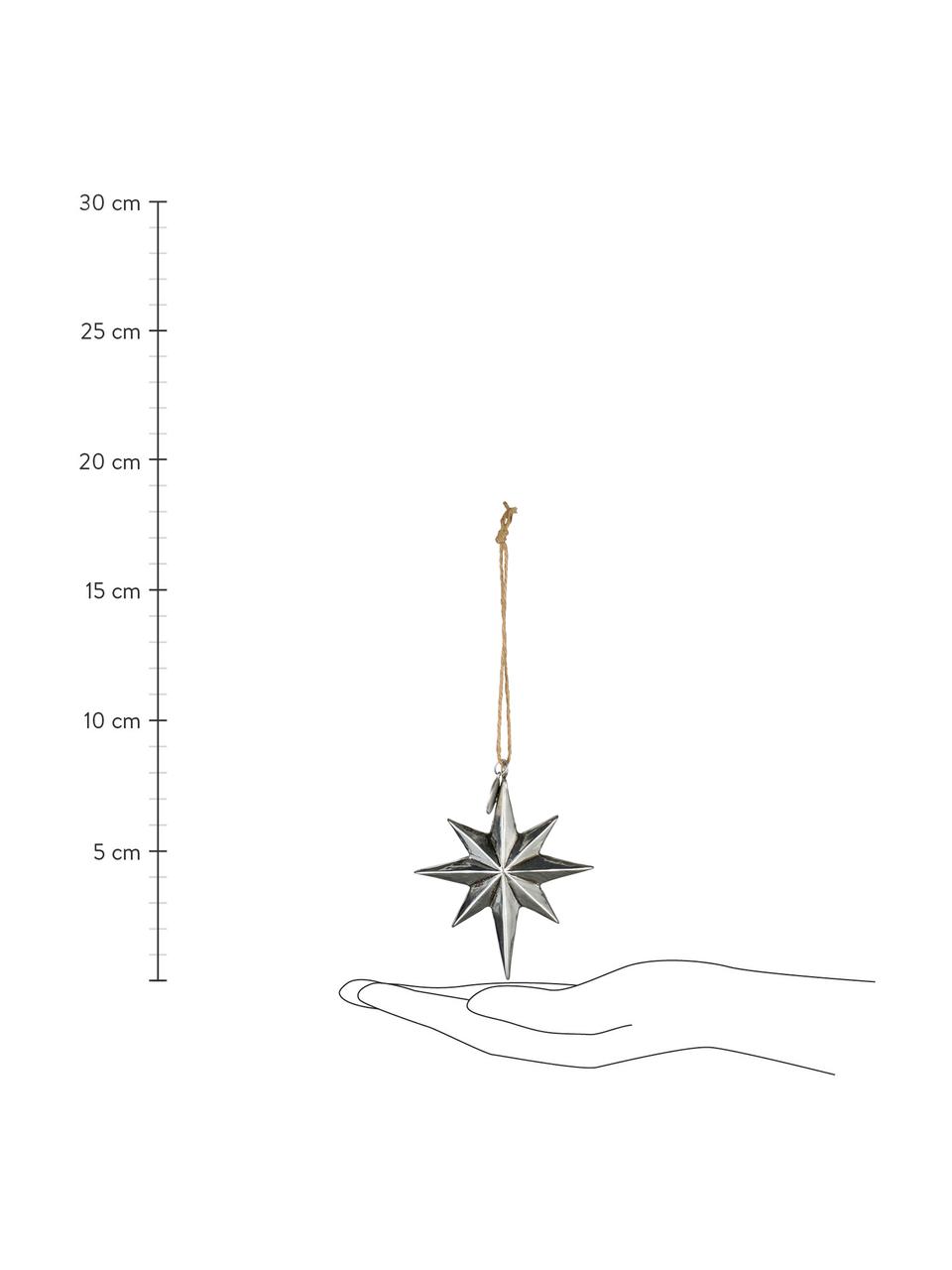 Ručně vyrobené ozdoba na stromeček Serafina Star, 2 ks, Stříbrná, Š 7 cm, V 8 cm