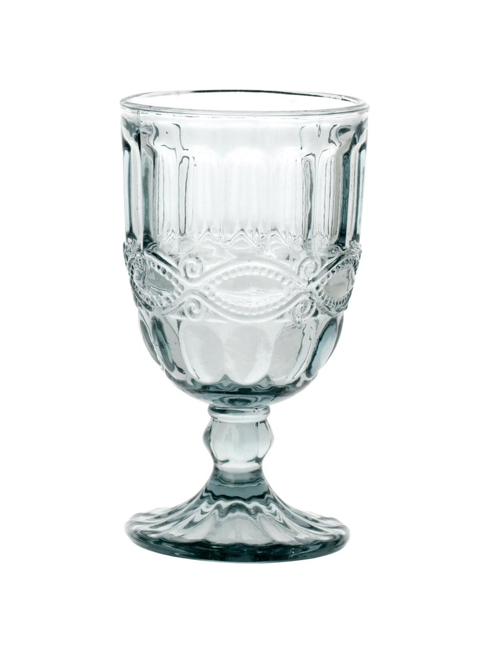 Copas de vino con relieve Solange, 6 uds., Vidrio, Transparente, Ø 8 x Al 15 cm, 350 ml