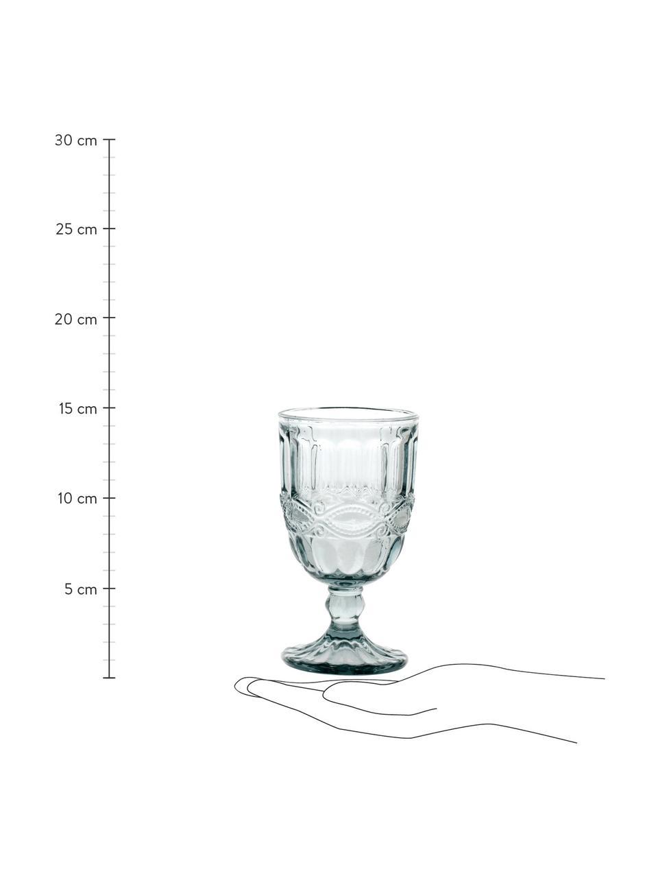 Copas de vino con relieve Solange, 6 uds., Vidrio, Transparente, Ø 8 x Al 15 cm, 350 ml