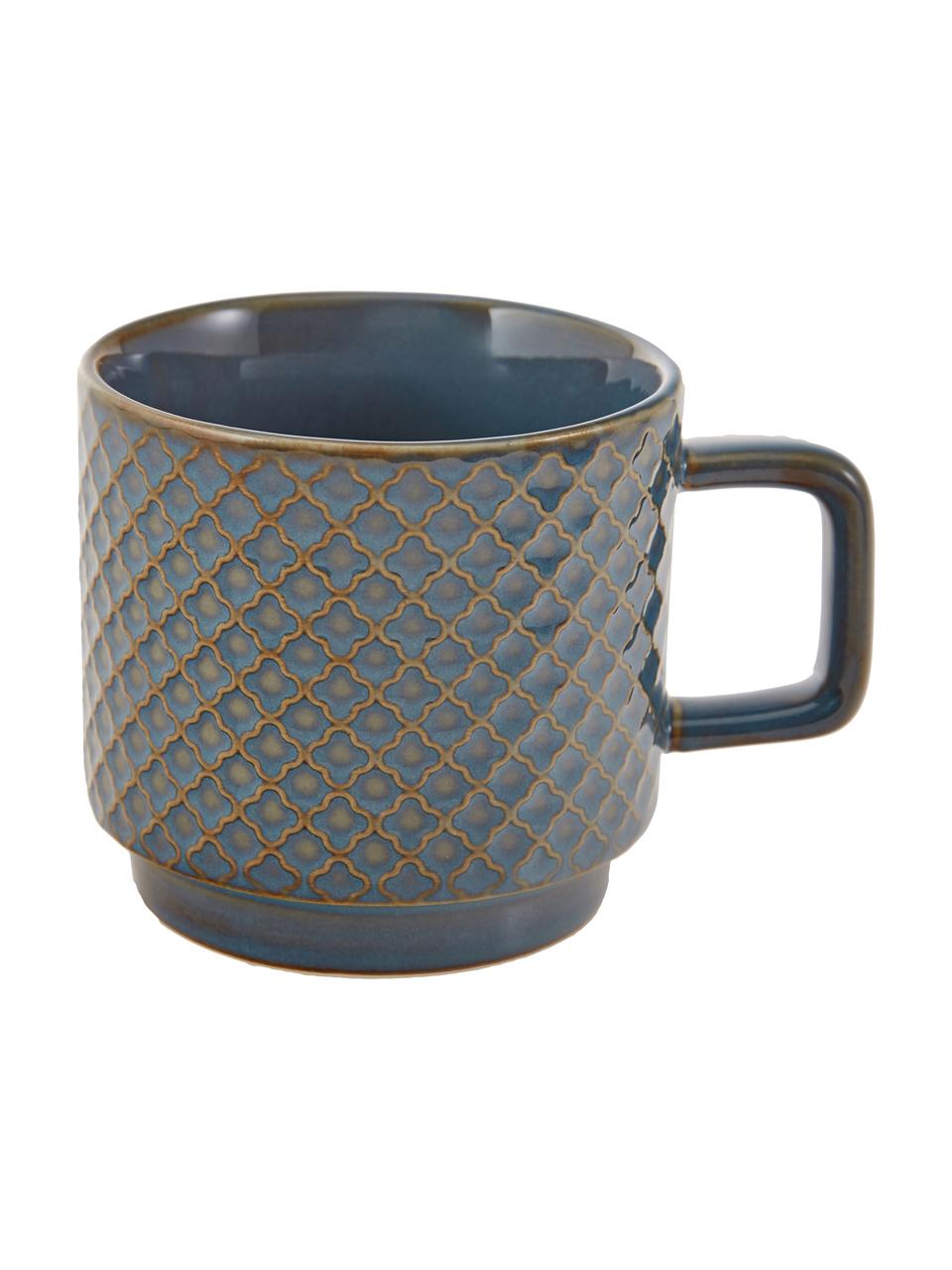 Grande tasse à thé Lara, 4 élém., Bleu-gris, brun