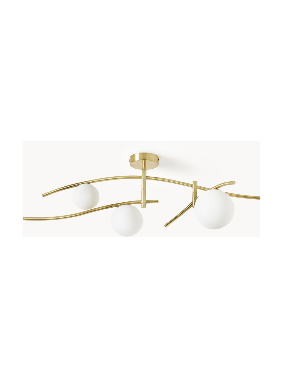 Lampada grande da soffitto Nebo, Paralume: vetro, Struttura: metallo, Dorato, Larg. 80 x Alt. 29 cm