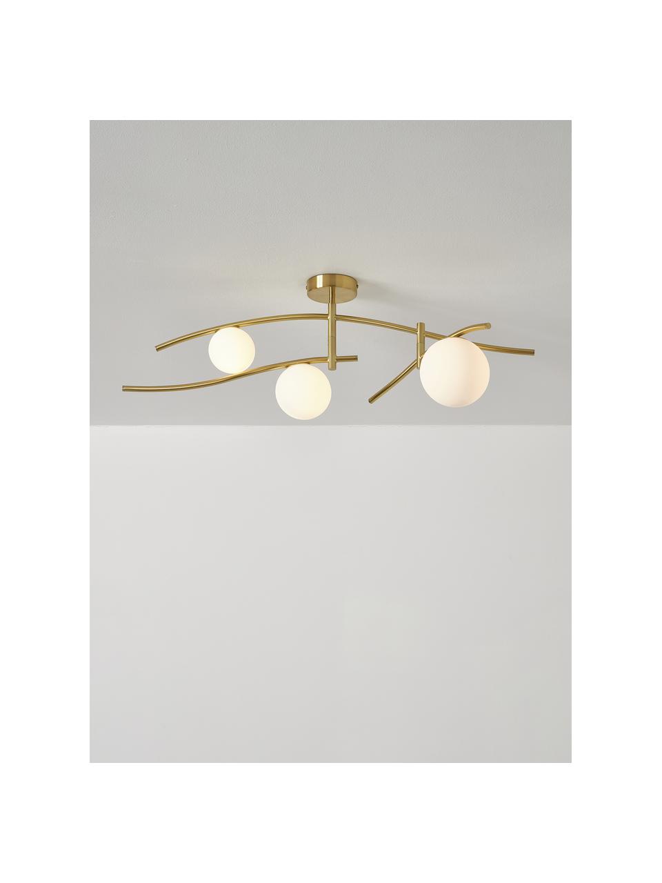 Lampada da soffitto grande Nebo, Paralume: vetro, Struttura: metallo, Dorato, Larg. 80 x Alt. 29 cm