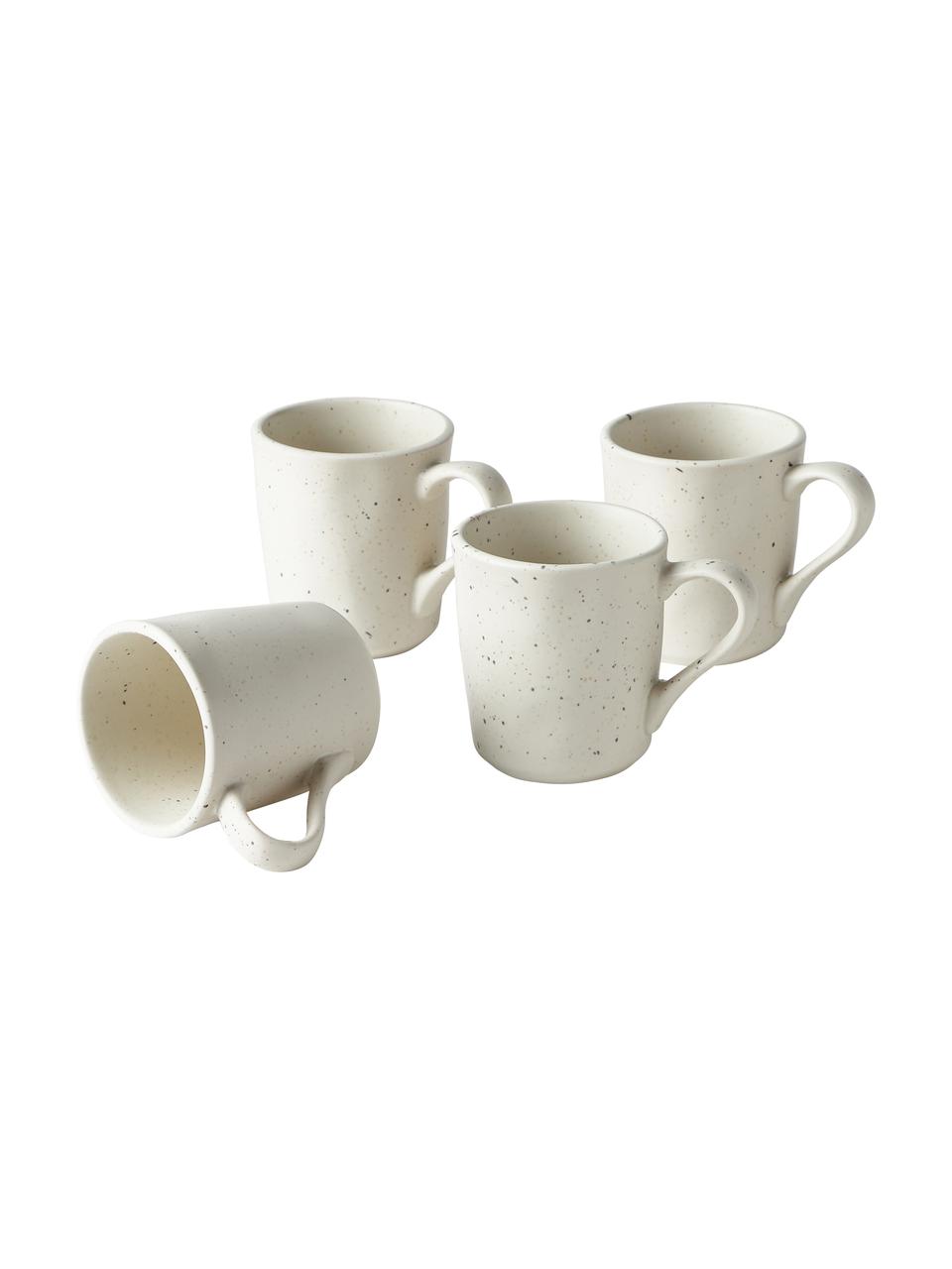 Kaffeetassen Marlee in Cremeweiß, 4 Stück, Steingut, Weiß, Ø 9 x H 10 cm
