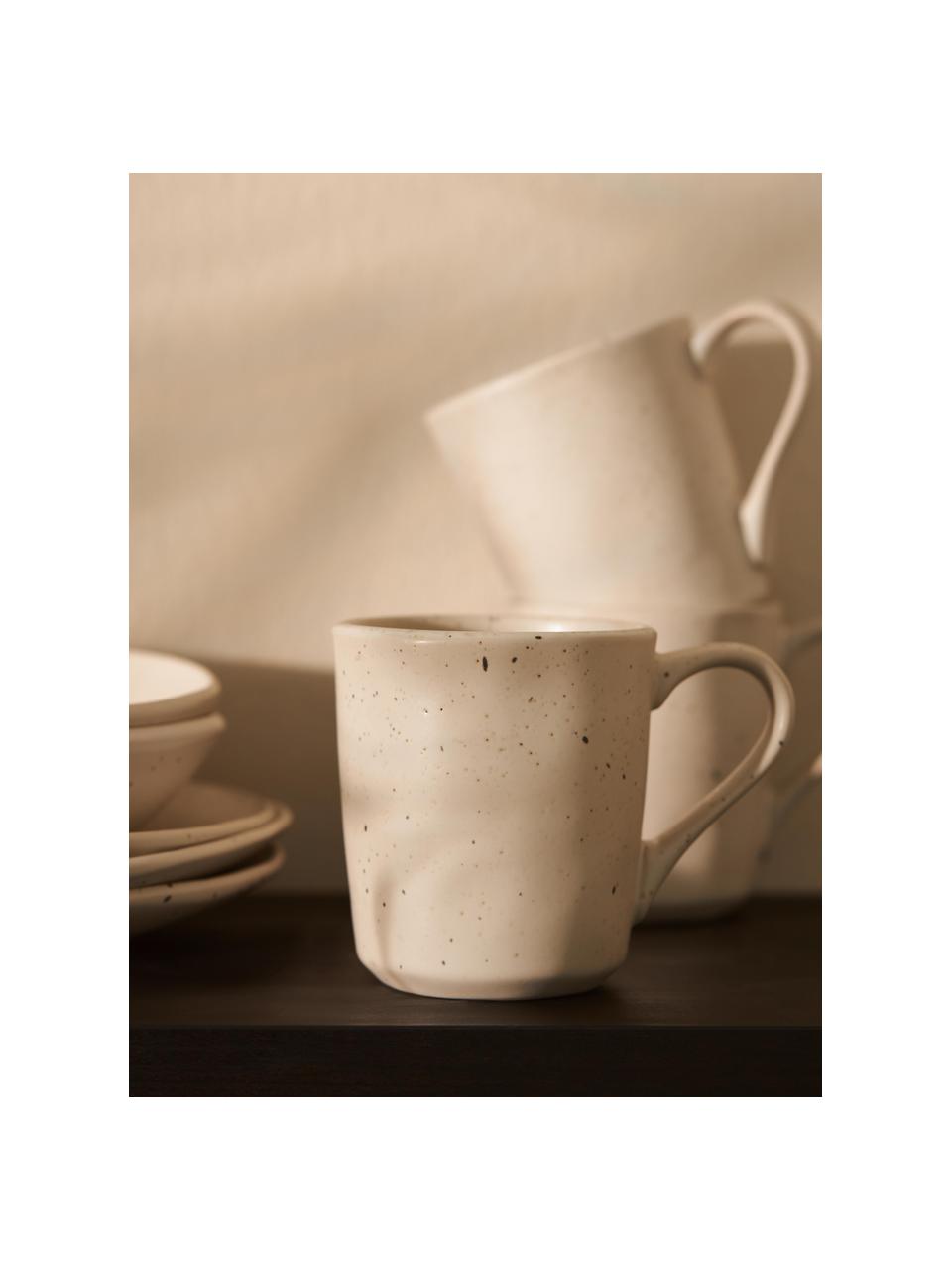 Tazas de café Marlee, 4 uds., Gres, Blanco crema, Ø 9 x Al 10 cm