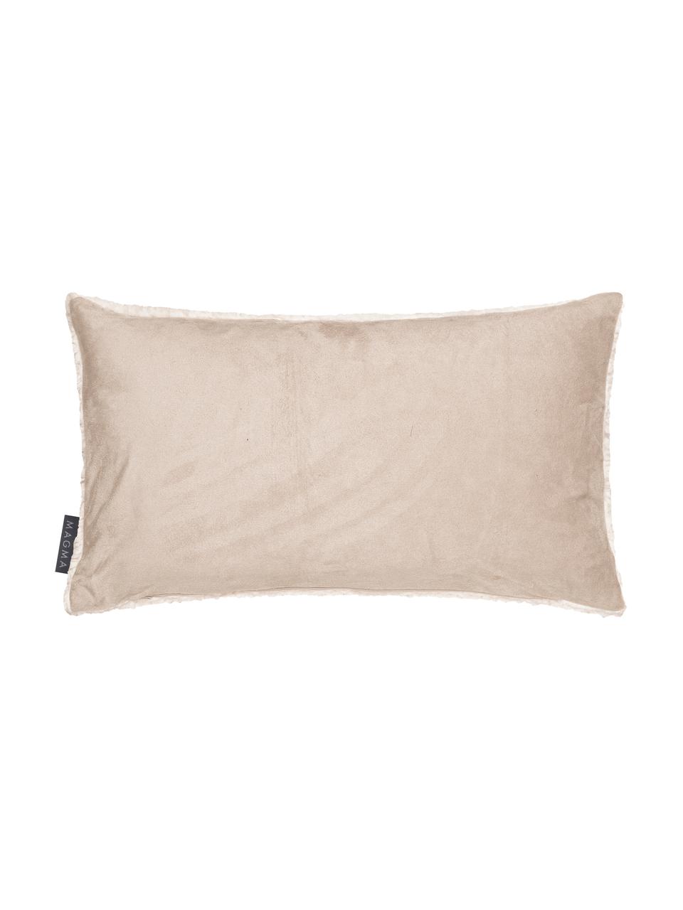 Zachte kussenhoes Bina met gouden opschrift, Ivoorkleurig, goudkleurig, beige, 30 x 50 cm