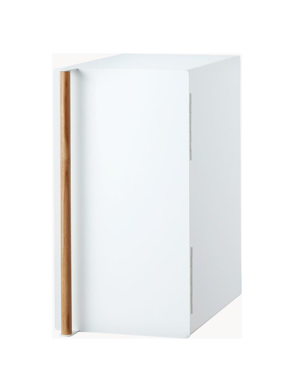 Verticale broodtrommel Tosca met magnetische deur, Frame: gecoat metaal, Wit, hout, B 22 x H 41 cm