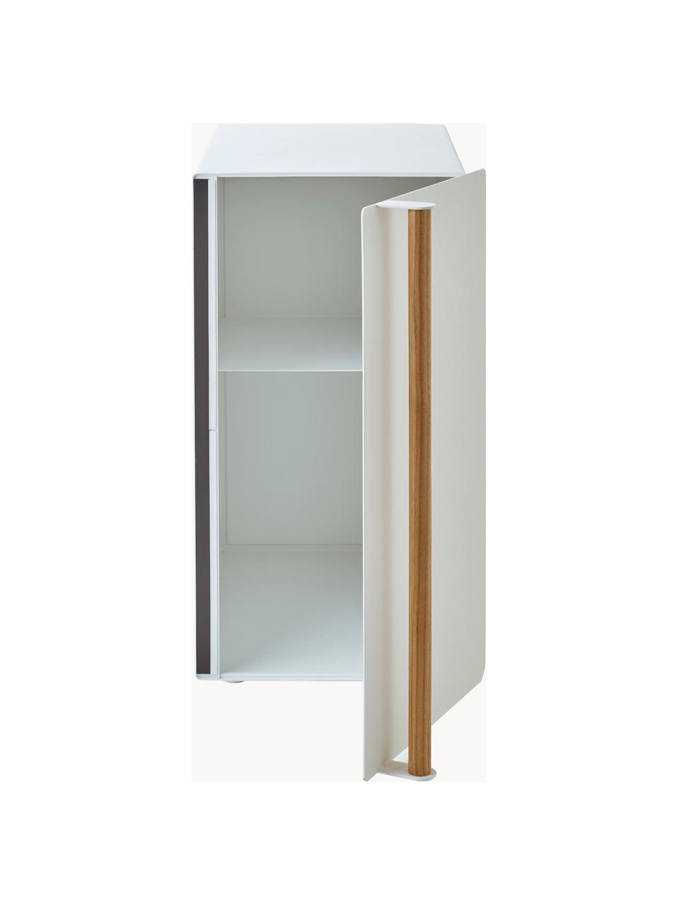 Vertikaler Brotkasten Tosca mit magnetischer Tür, Korpus: Metall, beschichtet, Griff: Holz, Weiß, Holz, B 22 x H 41 cm