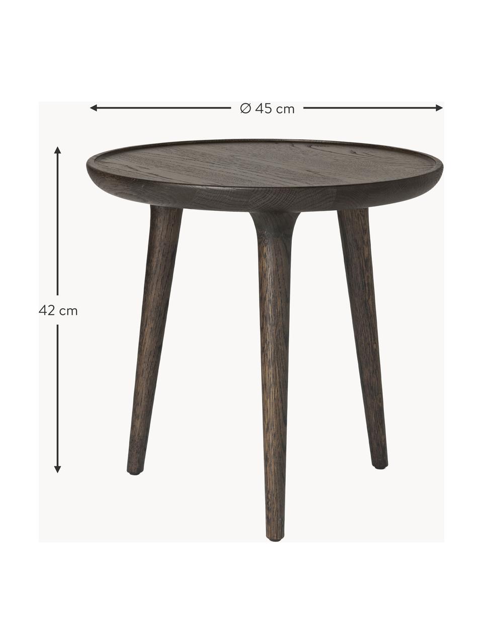 Mesa auxiliar redonda artesanal de madera de roble Accent, Madera de roble

Este producto está hecho de madera de origen sostenible y con certificación FSC®., Madera de roble pintada marrón oscuro, Ø 45 x Al 42 cm