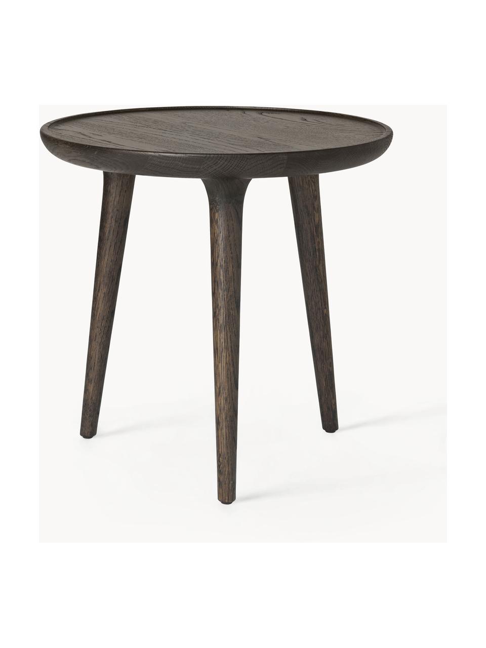 Ronde bijzettafel Accent van eikenhout, handgemaakt, Eikenhout 

Dit product is gemaakt van duurzaam geproduceerd, FSC®-gecertificeerd hout., Eikenhout, donkerbruin gelakt, Ø 45 x H 42 cm