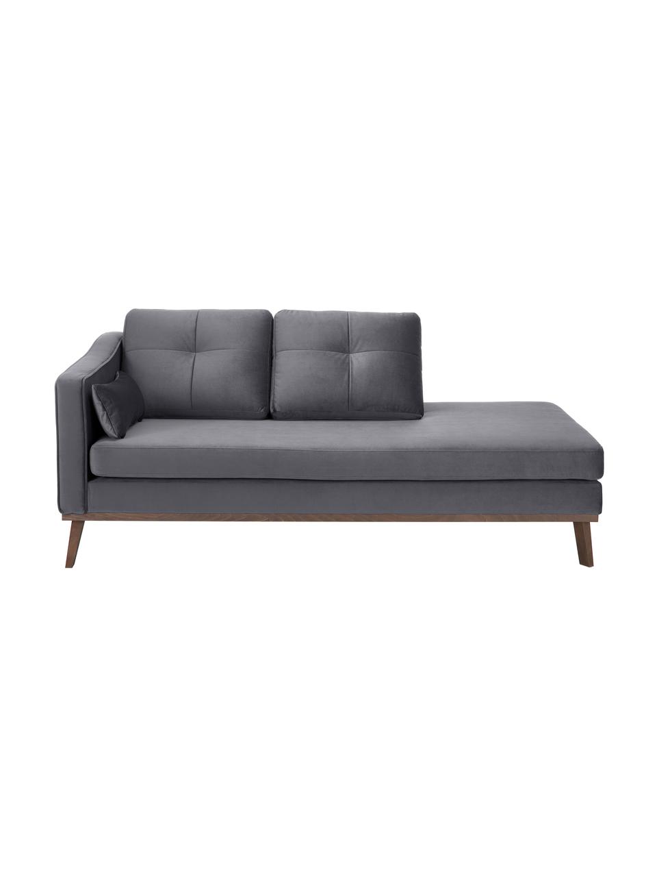 Fluwelen chaise longue Alva in donkergrijs met beukenhout-poten, Bekleding: fluweel (hoogwaardig poly, Frame: massief grenenhout, Poten: massief gebeitst beukenho, Fluweel donkergrijs, B 193 x D 94 cm