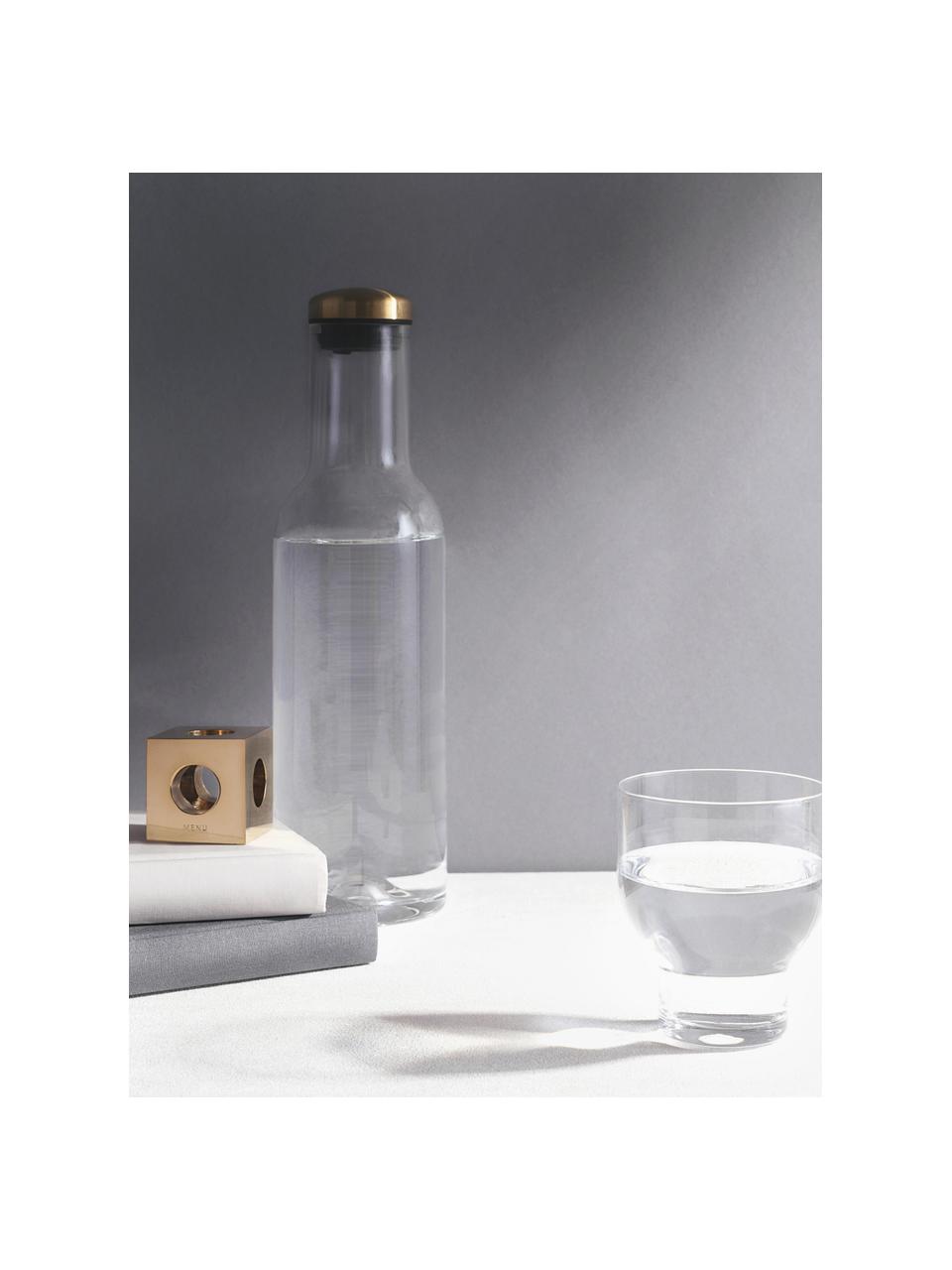 Carafe en verre avec couvercle Deluxe, 1 L, Transparent, doré, 1 L