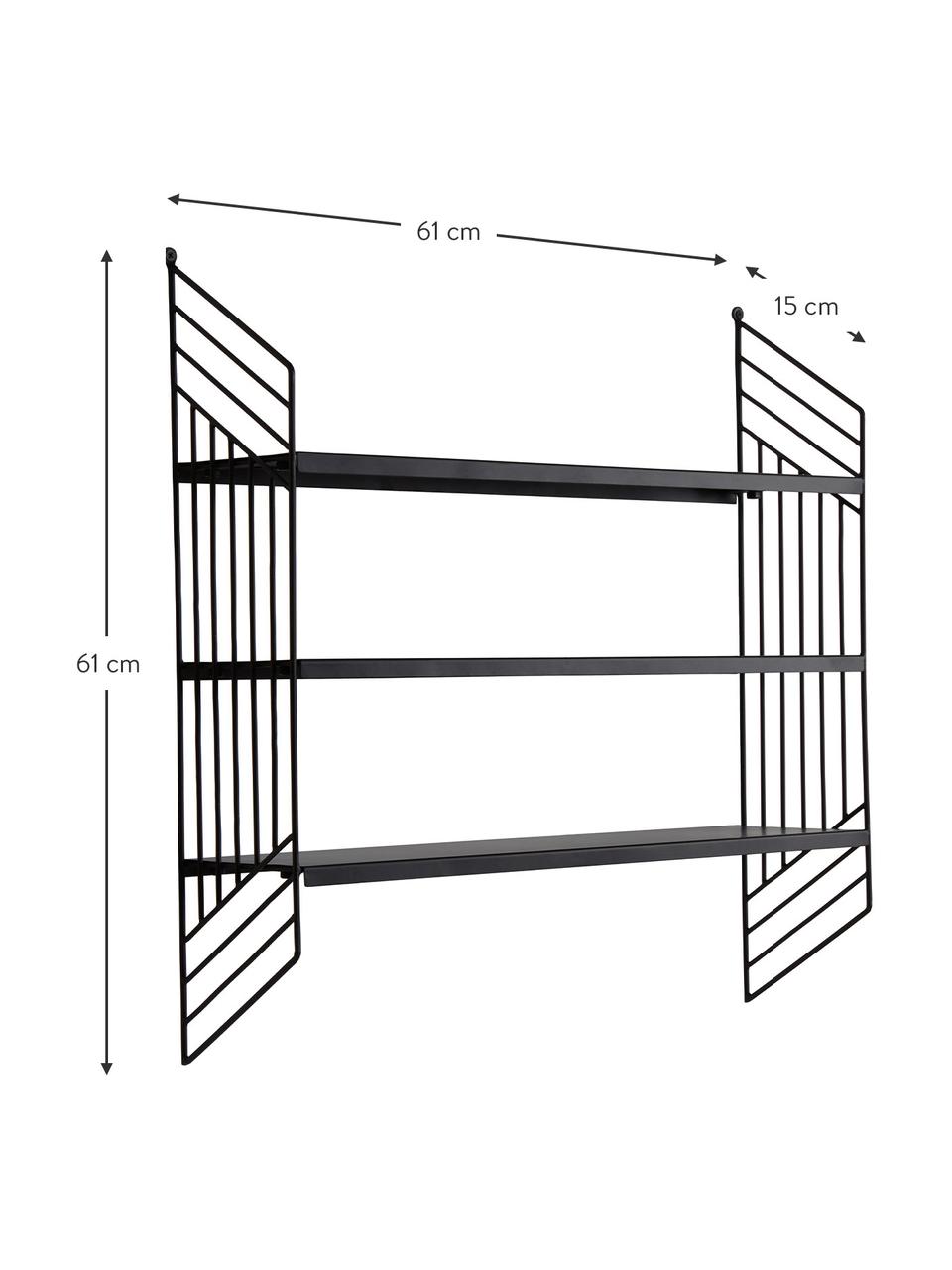 Estante de pared de metal Willie, Metal recubierto, Negro, An 61 x Al 61 cm