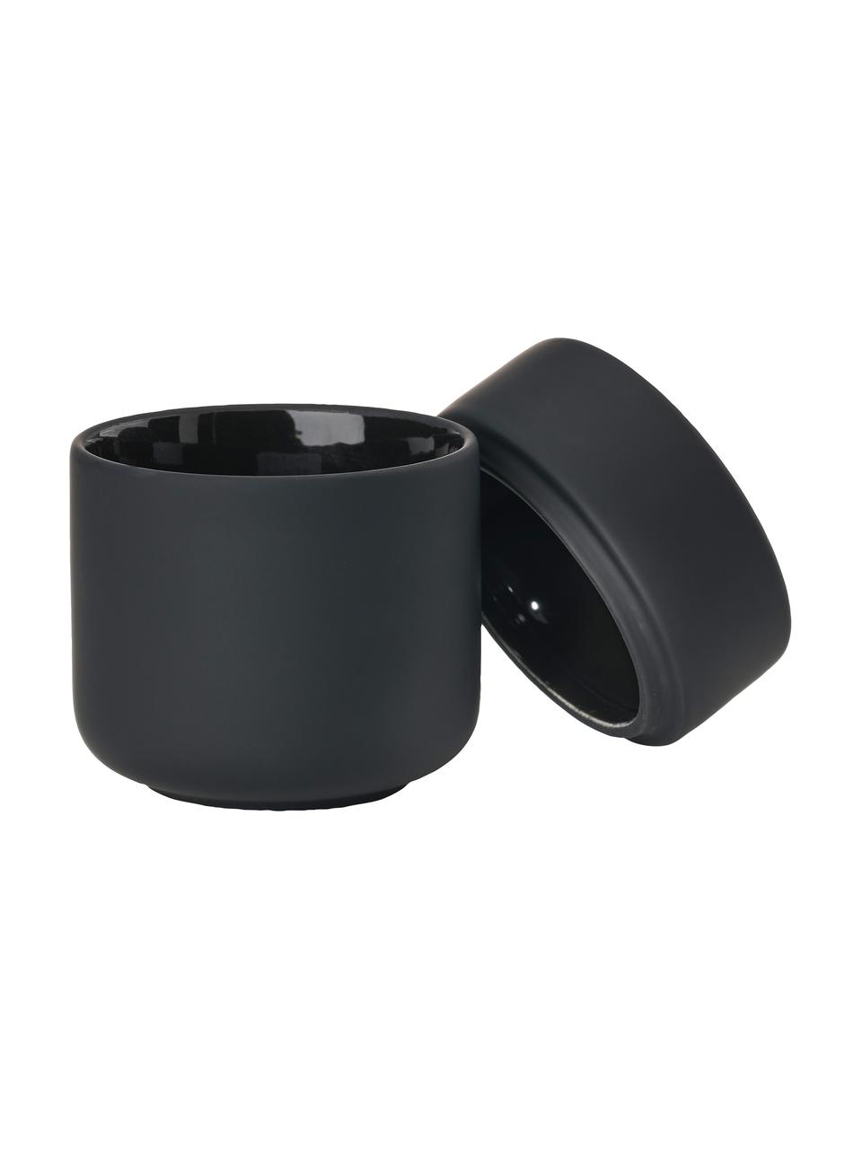 Bote de gres Ume, Gres cubierto con una superficie de tacto suave (plástico), Negro, Ø 8 x Al 10 cm