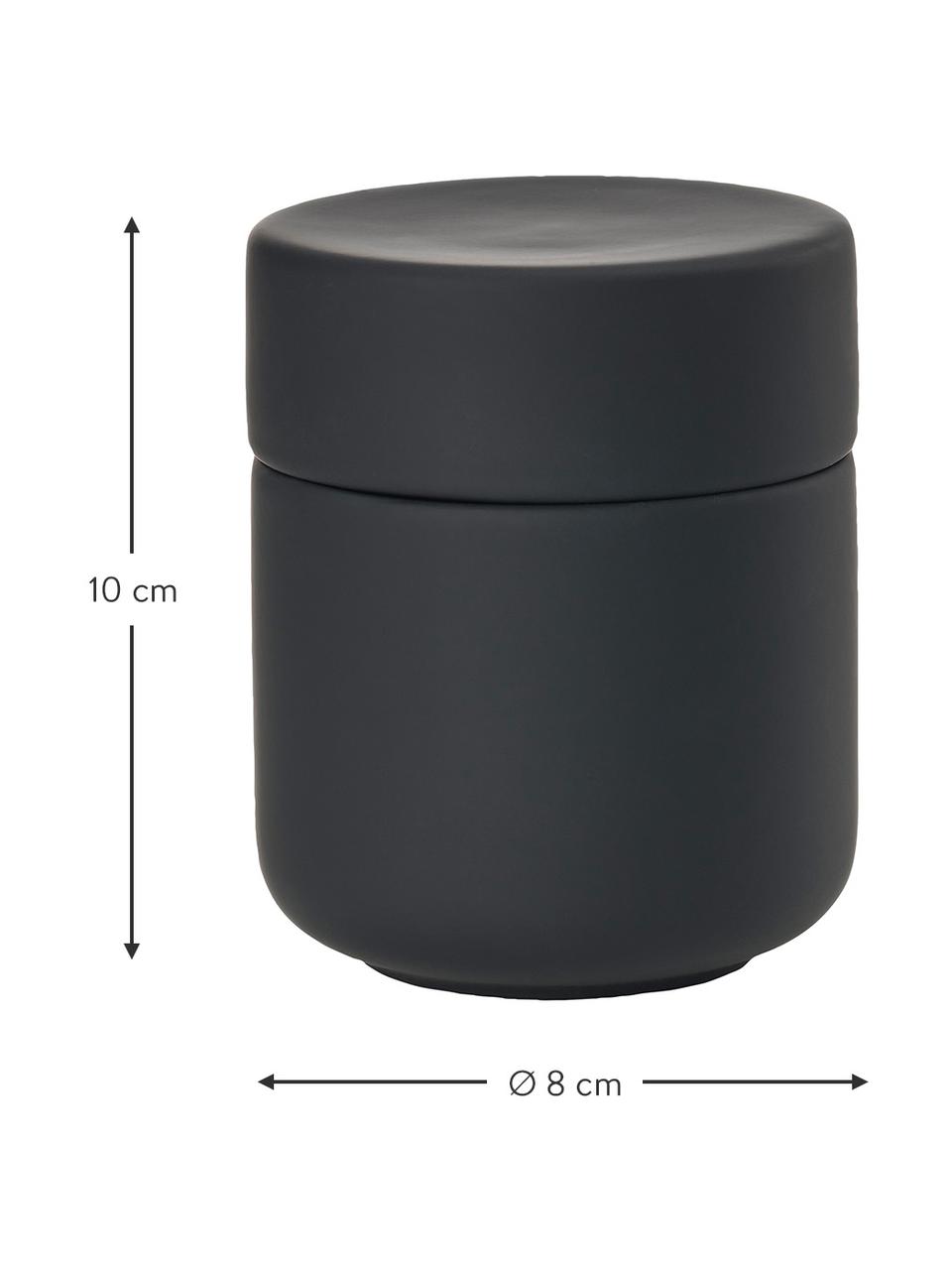 Bote de gres Ume, Gres cubierto con una superficie de tacto suave (plástico), Negro, Ø 8 x Al 10 cm