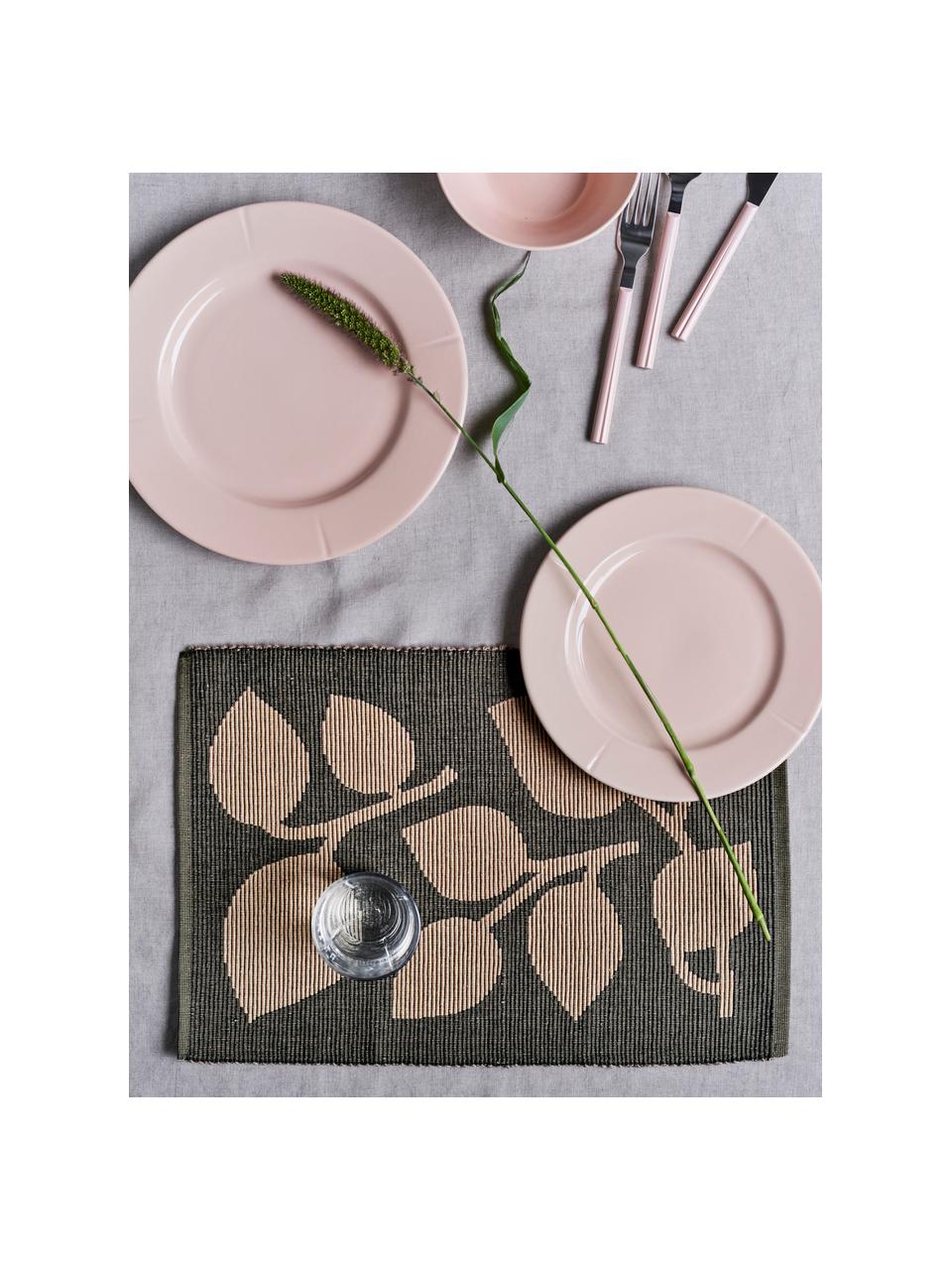 Placemats Natura, 6 stuks, 82% katoen, 18% polyester, GRS-gecertificeerd, Olijfgroen, mosterdgeel, B 30 x L 43 cm