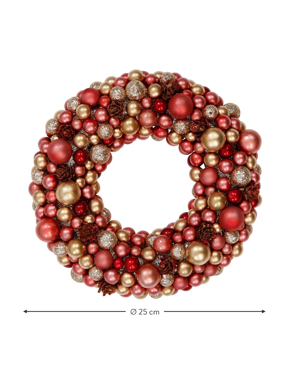Wieniec świąteczny Festivity, Tworzywo sztuczne, styropian, Czerwony, odcienie złotego, Ø 33 x W 7 cm