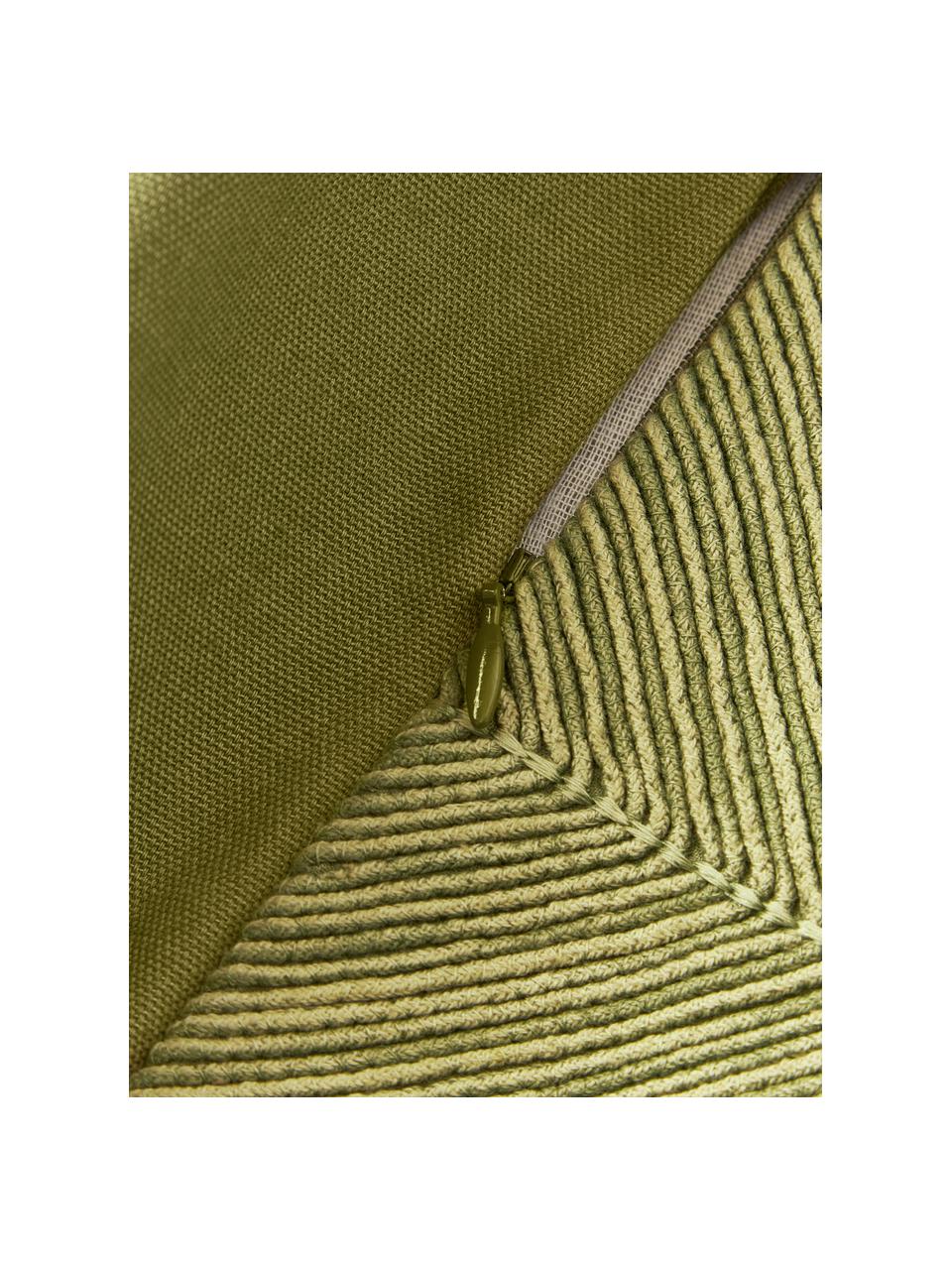 Housse de coussin en coton à motif texturé Rino, 100 % coton, Vert, larg. 45 x long. 45 cm