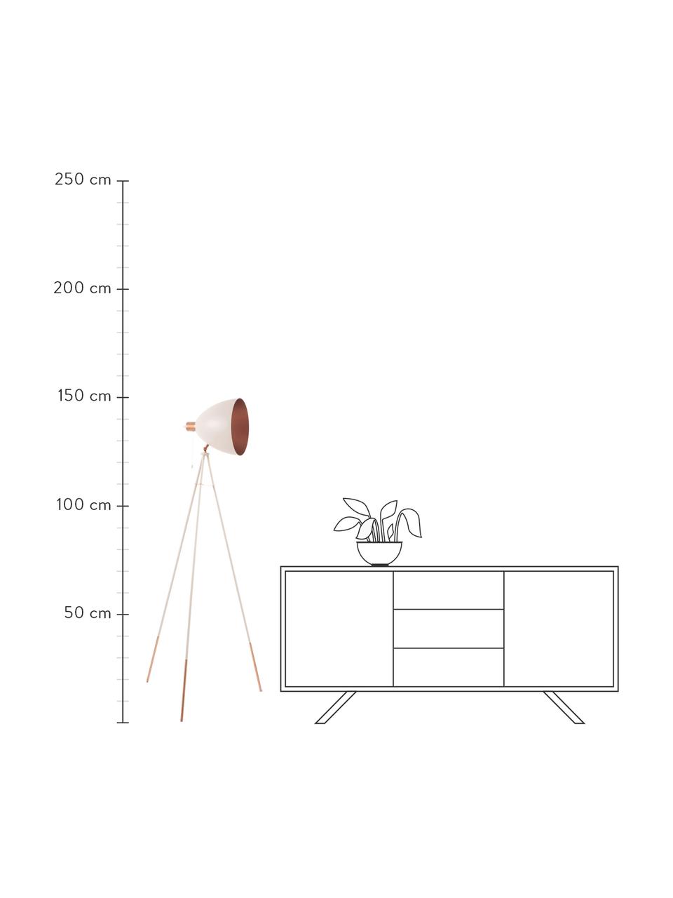 Tripod lampa na čítanie s medenou dekoráciou Chester, Bledoružová