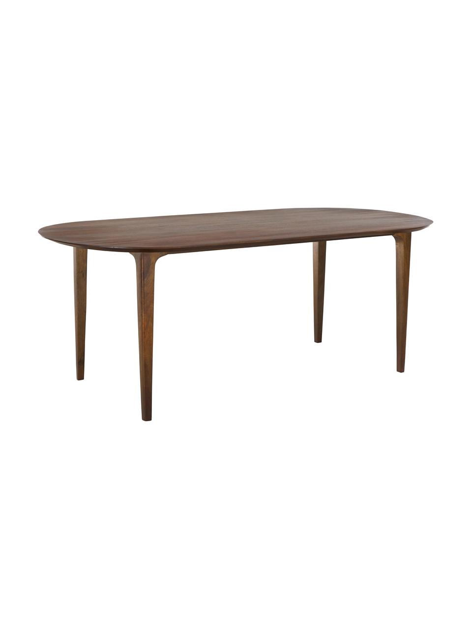 Ovale eettafel Archie van massief mangohout, 200 x 100 cm, Massief gelakt mangohout, Mangohout, B 200 x D 100 cm