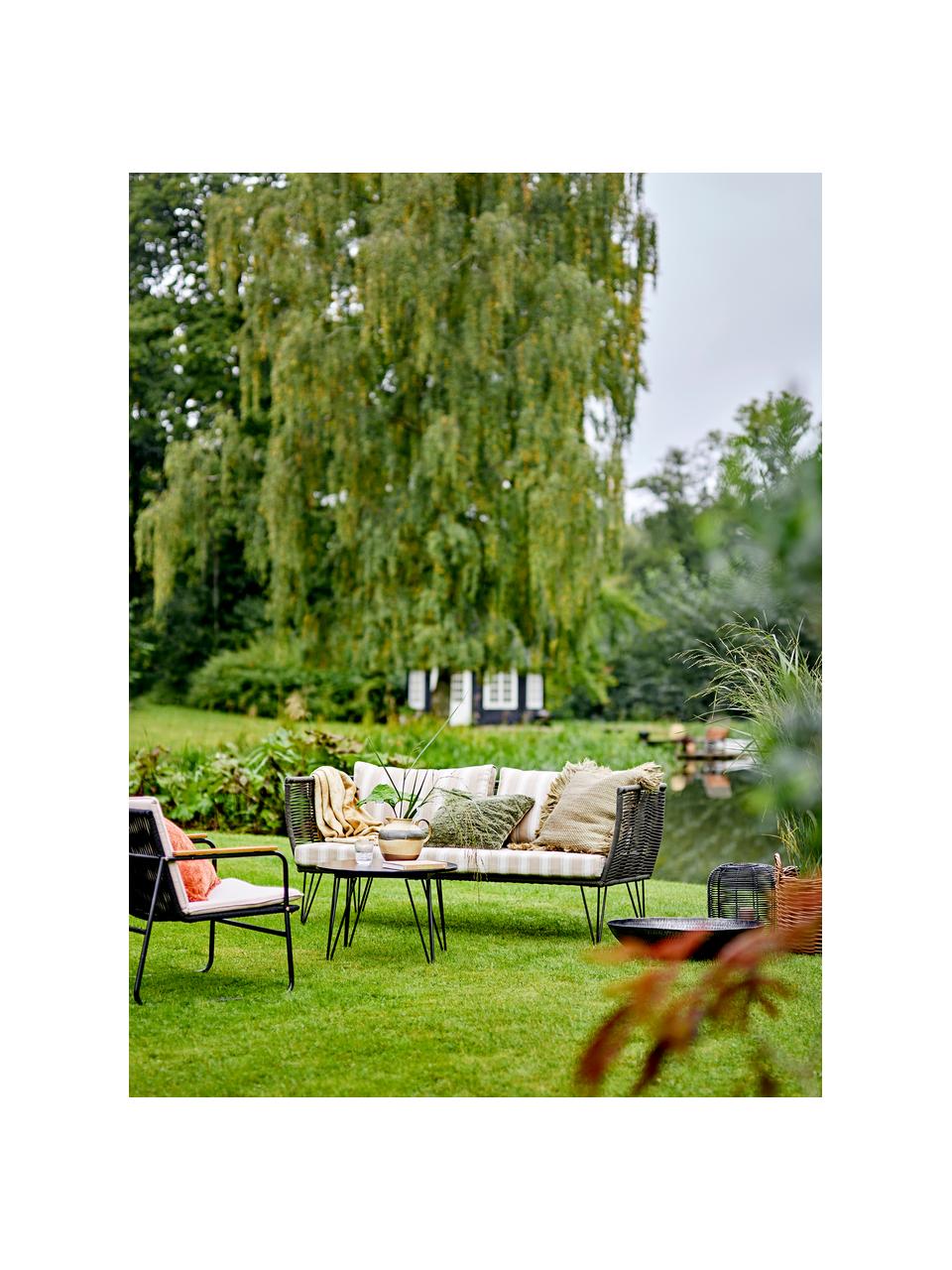 Garten-Loungesofa Mundo mit Kunststoff-Geflecht (2-Sitzer), Gestell: Metall, pulverbeschichtet, Sitzfläche: Polyethylen, Bezug: Polyester, Webstoff Beige, Cremeweiss, Greige, B 175 x T 74 cm