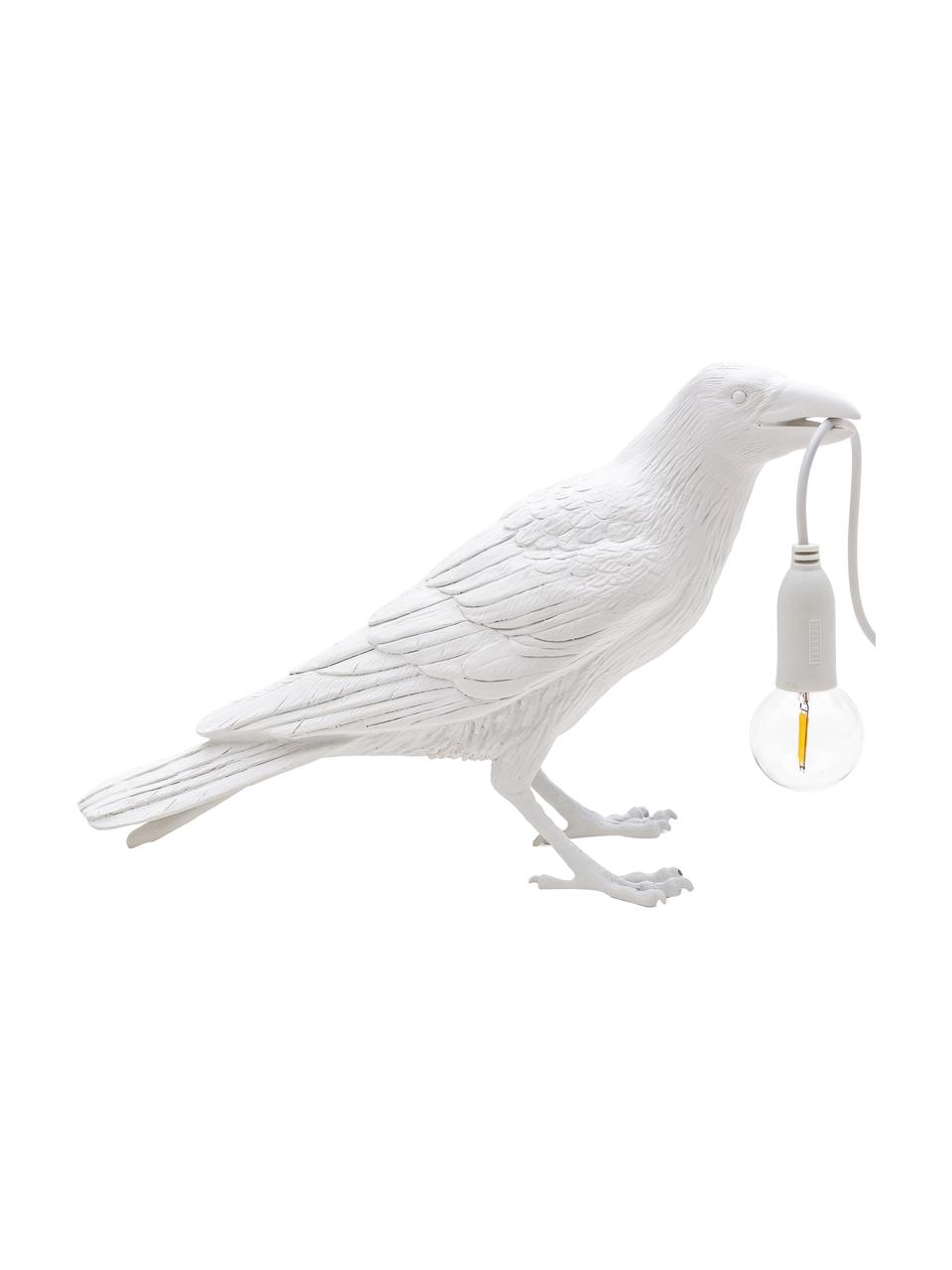 Kleine Designer LED-Tischlampe Bird, Weiß, B 30 x H 19 cm