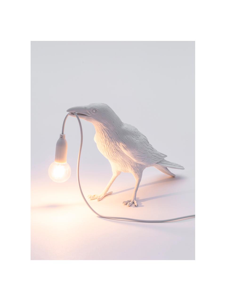 Malá dizajnová stolová LED lampa Bird, Biela, Š 30 x H 19 cm