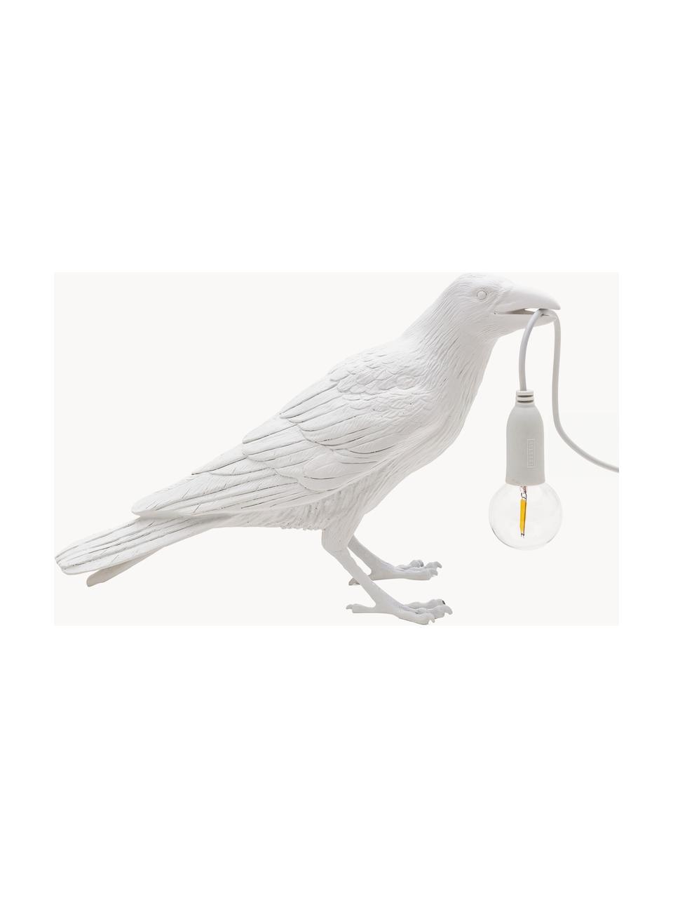 Kleine Designer LED-Tischlampe Bird, Weiß, B 30 x H 19 cm