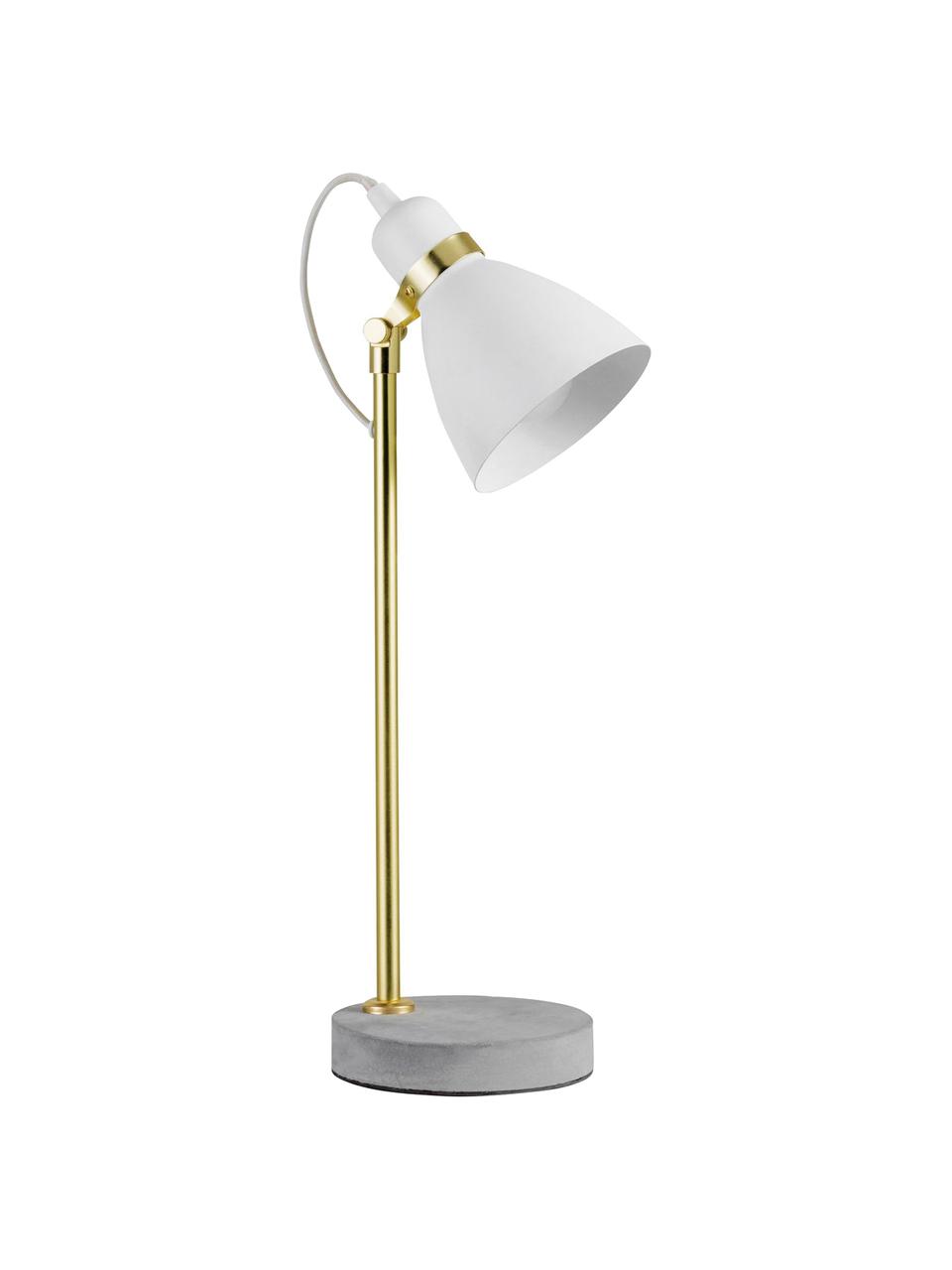 Grande lampe de bureau Orm, Blanc, couleur laiton, gris