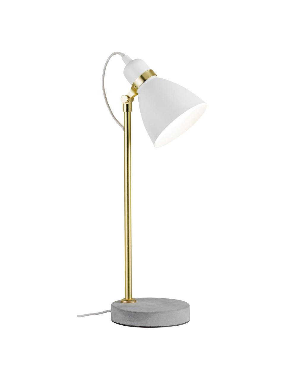 Grande lampe de bureau Orm, Blanc, couleur laiton, gris